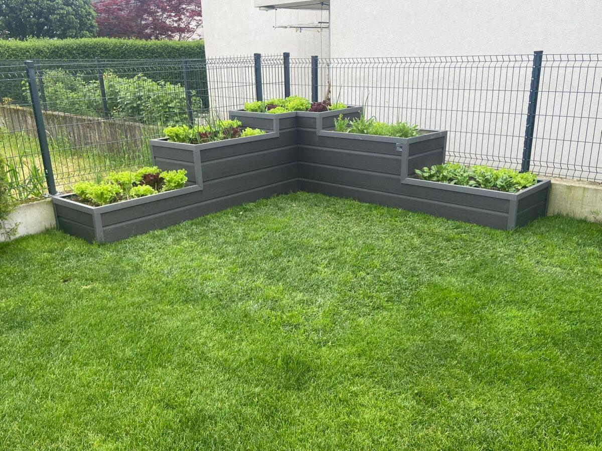 Teravita visoka greda v vrtu – antracit